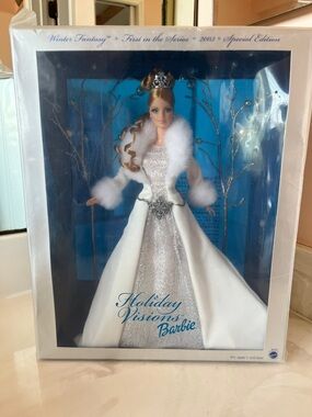 NIB 2003 Holiday Visions Winter Fantasy Barbie Doll - White and Silver